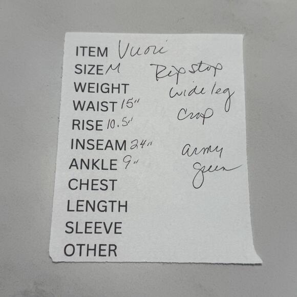 VUORI Rip Stop Wide Leg Crop Pants Women M Olive Military Green Hiking GORPCORE - Picture 9 of 9